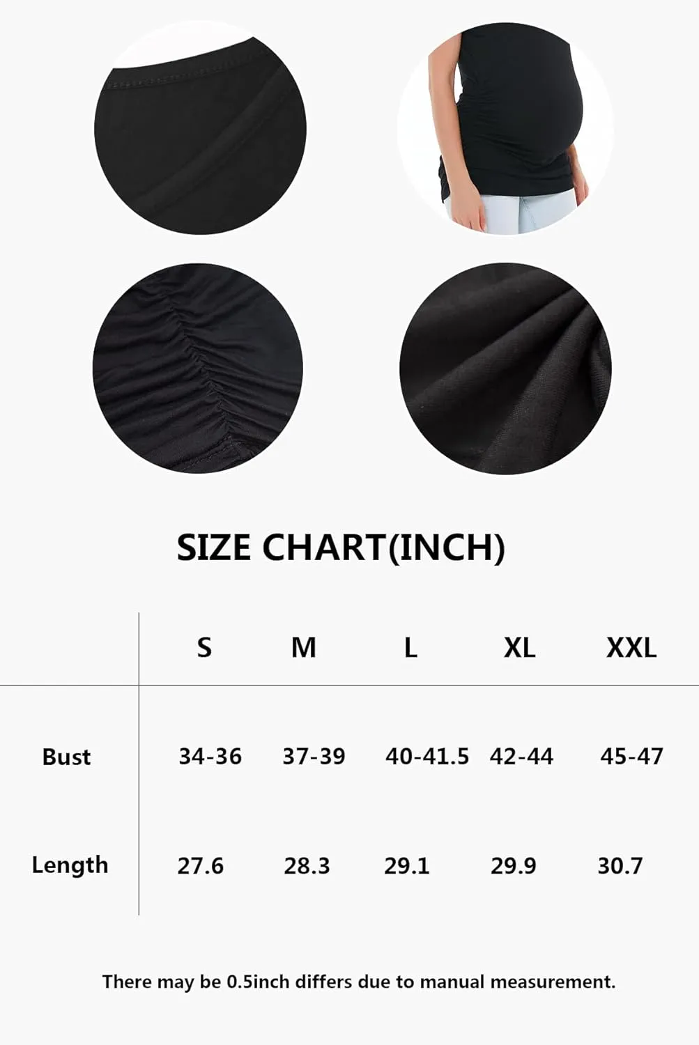 Smallshow Women's Sleeveless Maternity Tank Tops Ruched Pregnancy Clothes 3-Pack