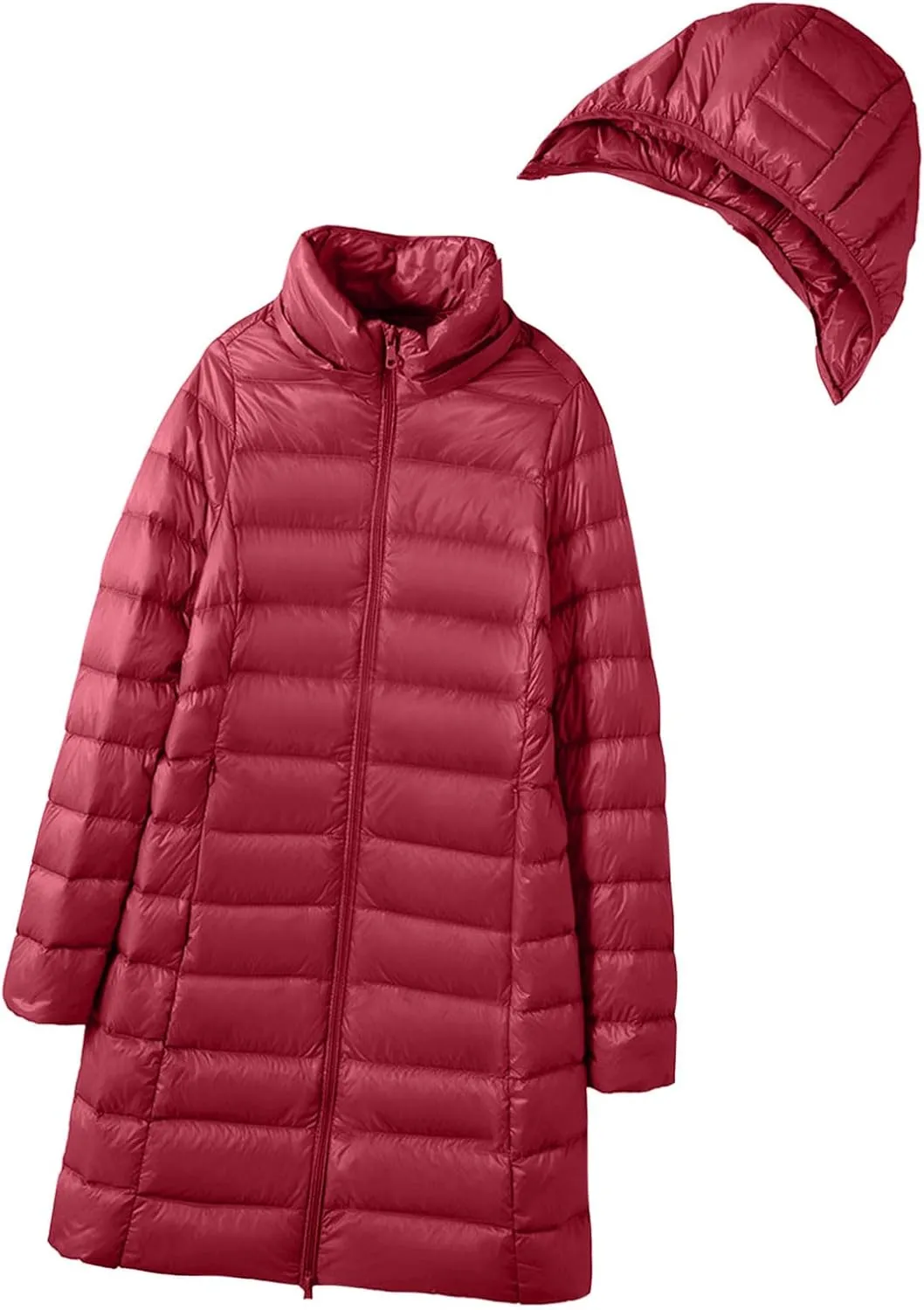 SMIDOW Long Puffer Coat For Women Plus Size Warm Winter Down Jackets Lightweight Removable Hood Quilted Coats