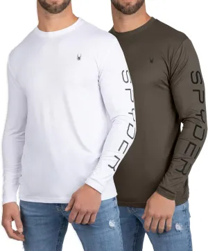 Spyder Mens Crew Neck Long Sleeve Undershirts/Ultra Soft Stretch Sports T-Shirt Dry Fit Athletic Running Workout Shirts