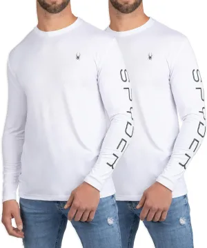 Spyder Mens Crew Neck Long Sleeve Undershirts/Ultra Soft Stretch Sports T-Shirt Dry Fit Athletic Running Workout Shirts