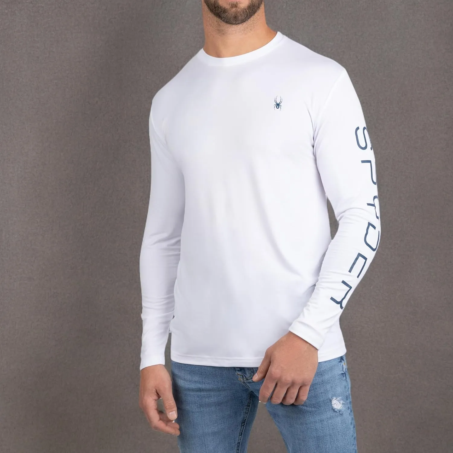 Spyder Mens Crew Neck Long Sleeve Undershirts/Ultra Soft Stretch Sports T-Shirt Dry Fit Athletic Running Workout Shirts
