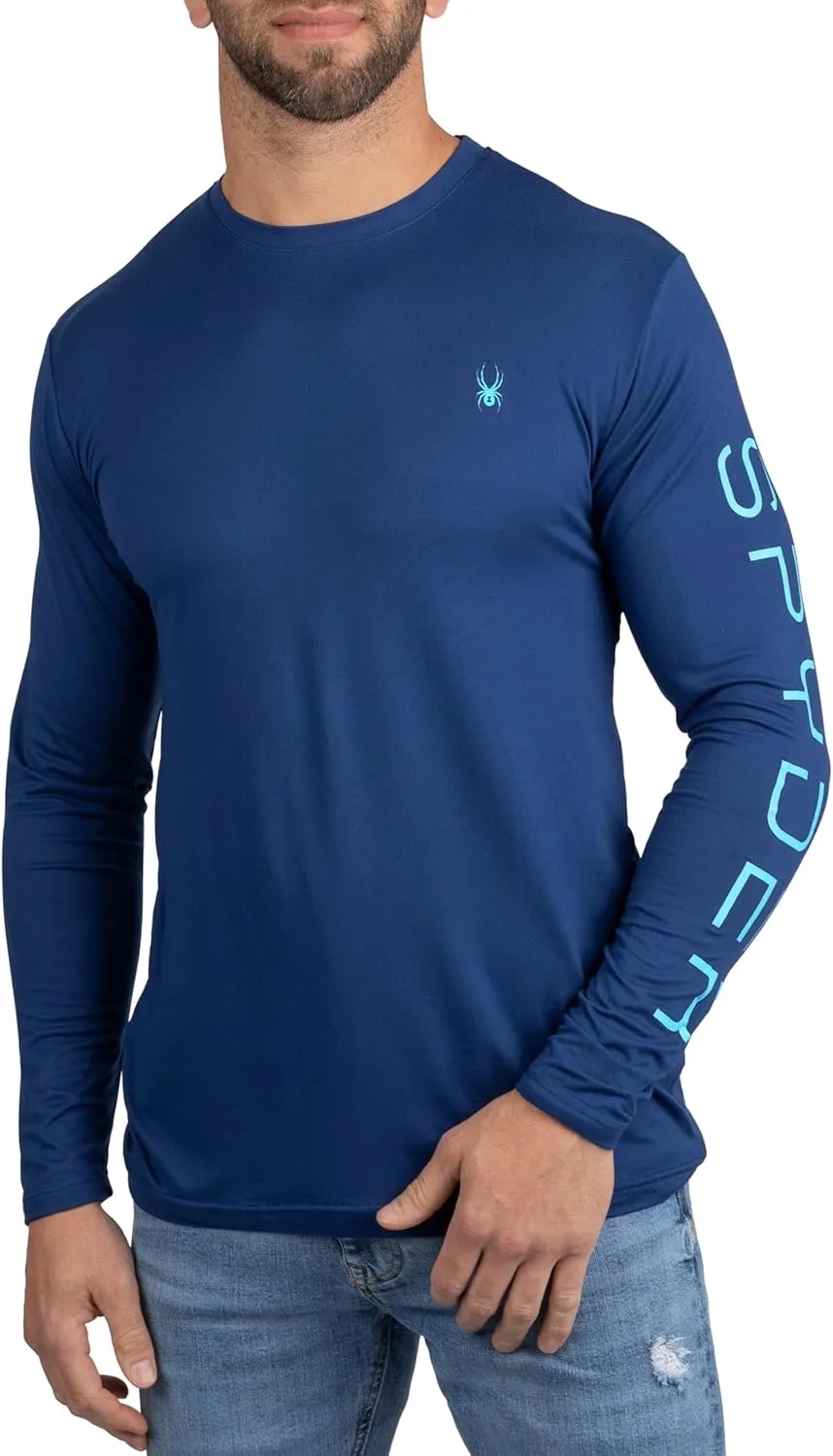 Spyder Mens Crew Neck Long Sleeve Undershirts/Ultra Soft Stretch Sports T-Shirt Dry Fit Athletic Running Workout Shirts
