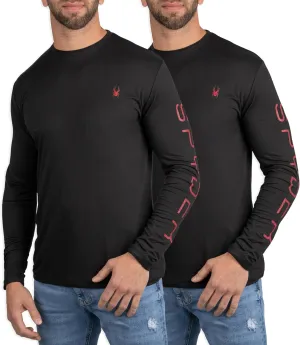 Spyder Mens Crew Neck Long Sleeve Undershirts/Ultra Soft Stretch Sports T-Shirt Dry Fit Athletic Running Workout Shirts
