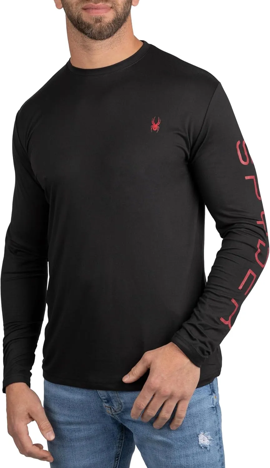 Spyder Mens Crew Neck Long Sleeve Undershirts/Ultra Soft Stretch Sports T-Shirt Dry Fit Athletic Running Workout Shirts