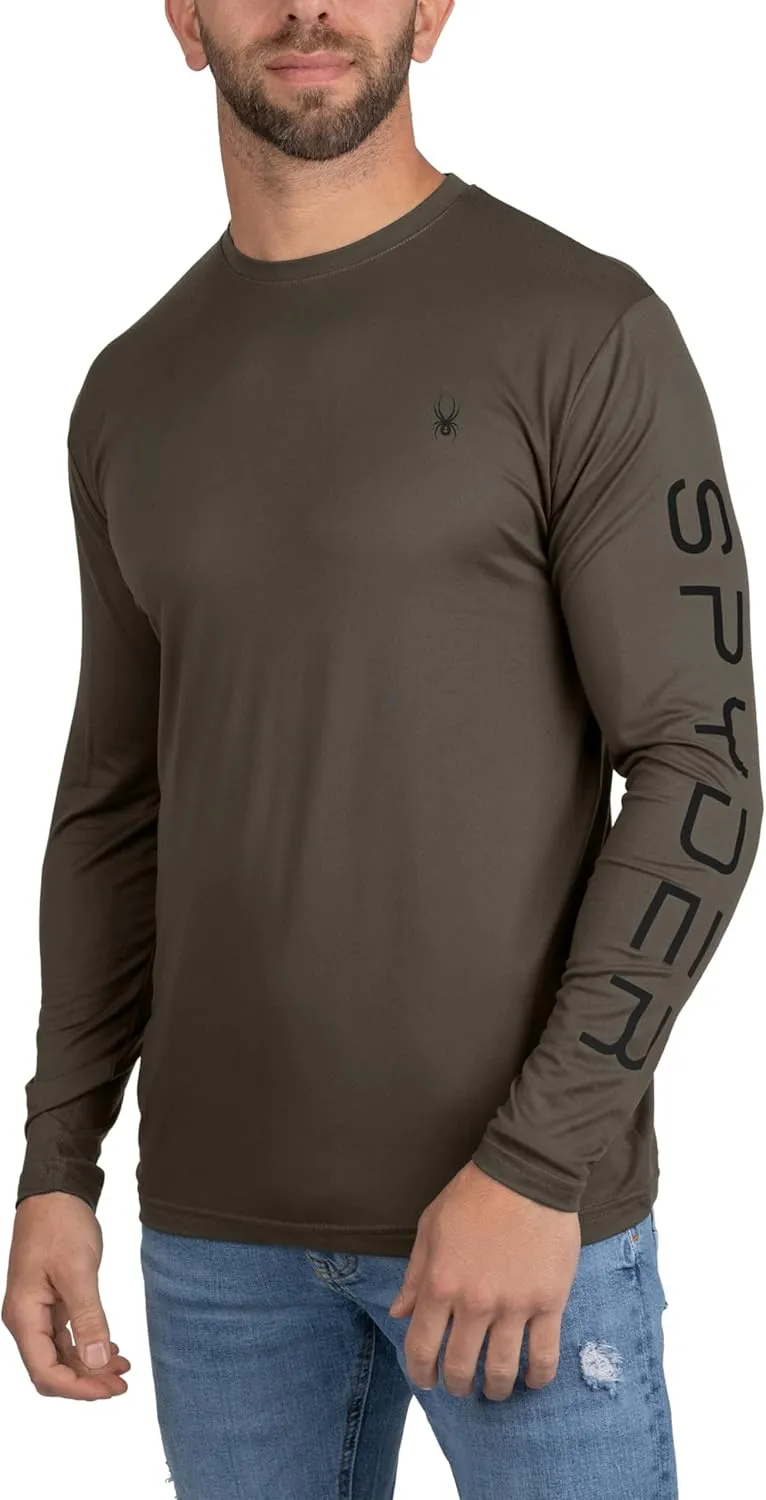 Spyder Mens Crew Neck Long Sleeve Undershirts/Ultra Soft Stretch Sports T-Shirt Dry Fit Athletic Running Workout Shirts