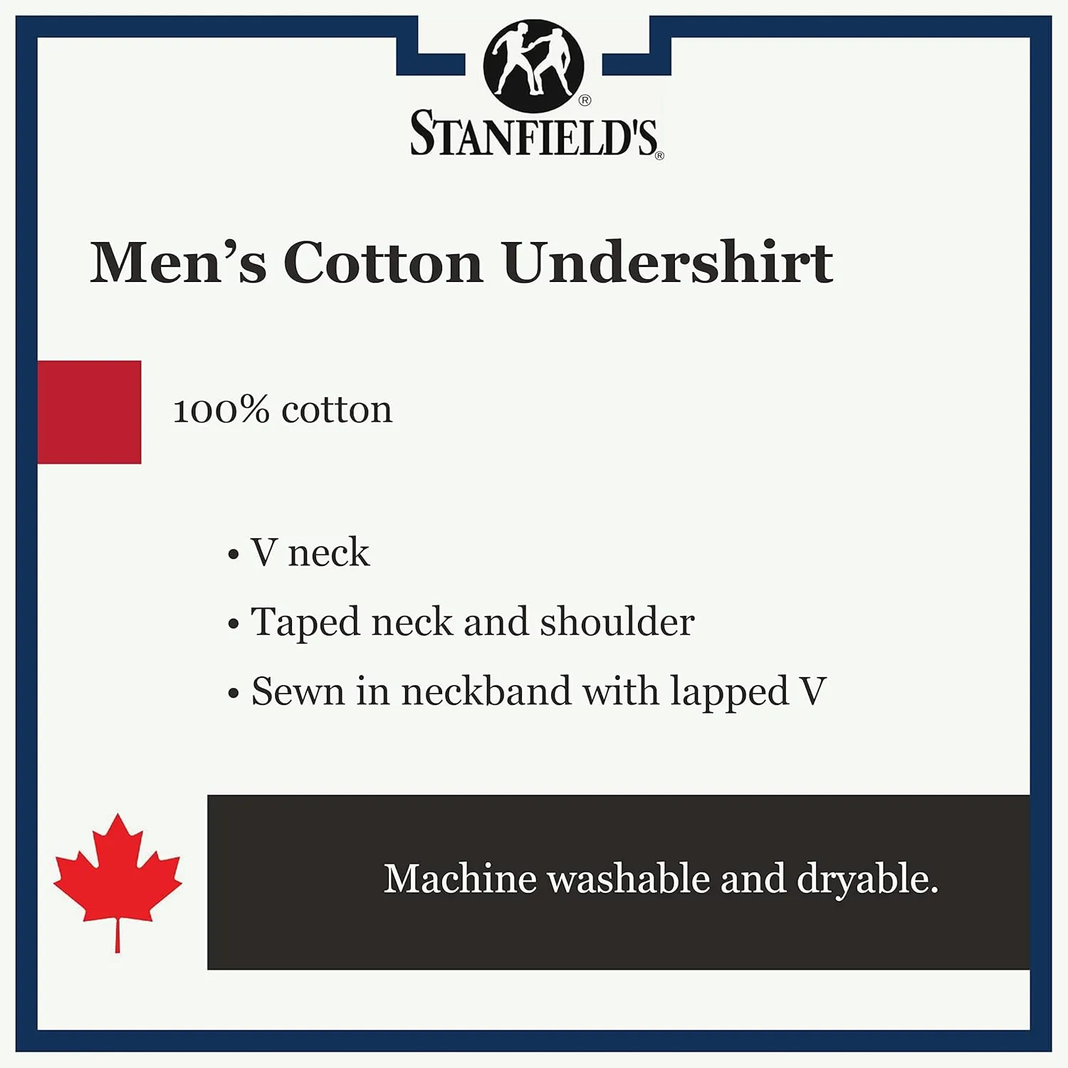 Stanfield's Men's Cotton Big and Tall Vneck Undershirt (2 Pack)