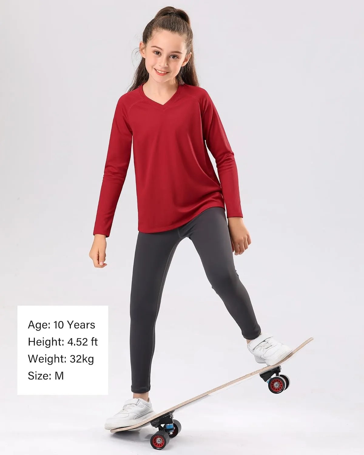 Stelle Youth Girls Athletic Performance Long Sleeve Shirts V Neck Moisture Wicking Base Layer Undershirt