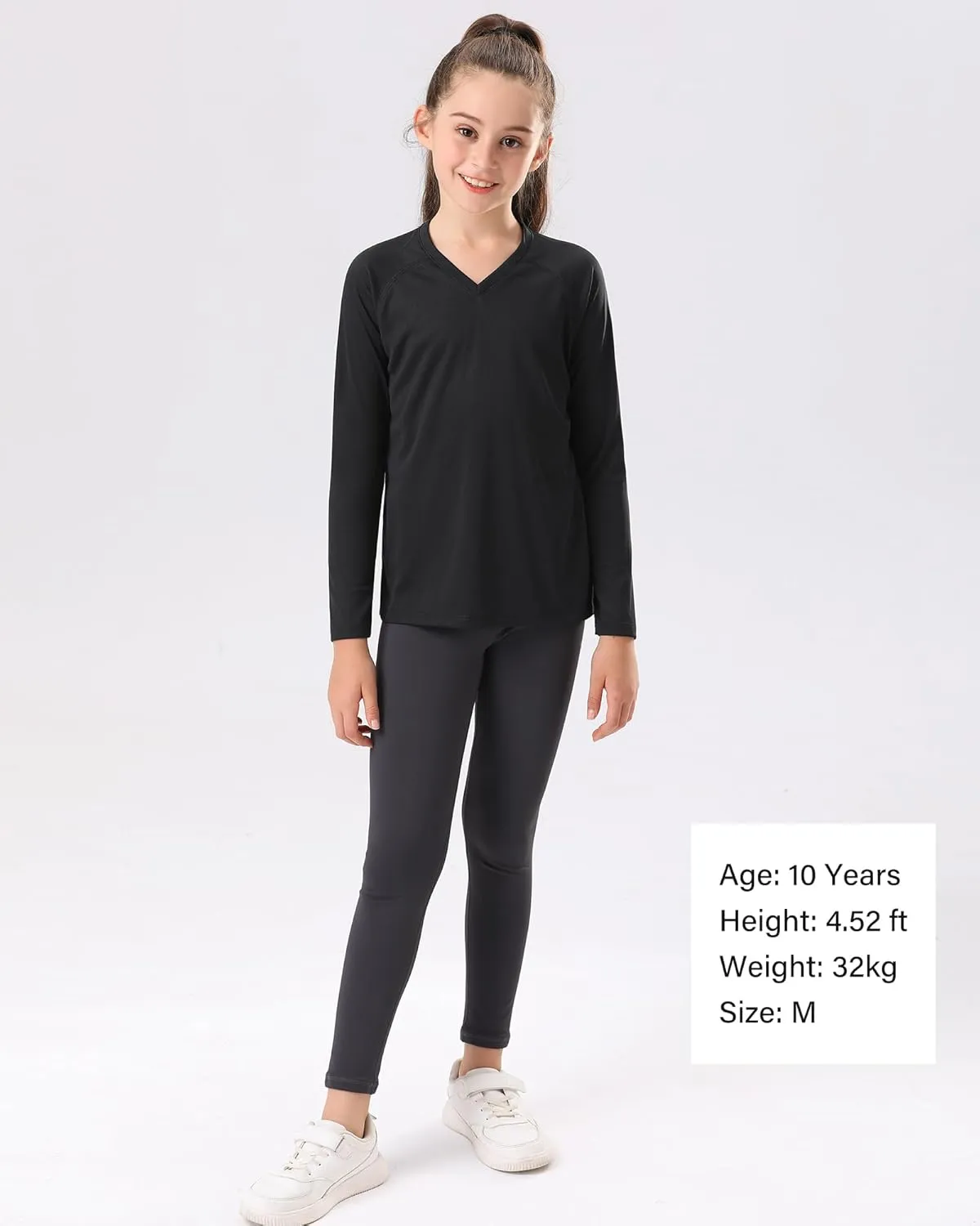 Stelle Youth Girls Athletic Performance Long Sleeve Shirts V Neck Moisture Wicking Base Layer Undershirt