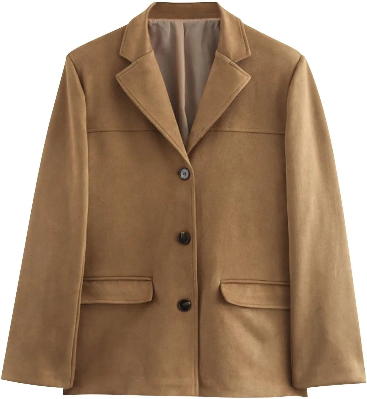 Suede Jacket Y2k Outerwear Brown Faux Leather Jacket Women Fall Fashion Trendy Old Money Oversized Blazers