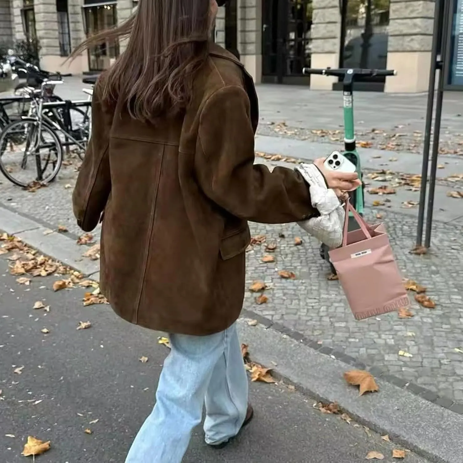 Suede Jacket Y2k Outerwear Brown Faux Leather Jacket Women Fall Fashion Trendy Old Money Oversized Blazers