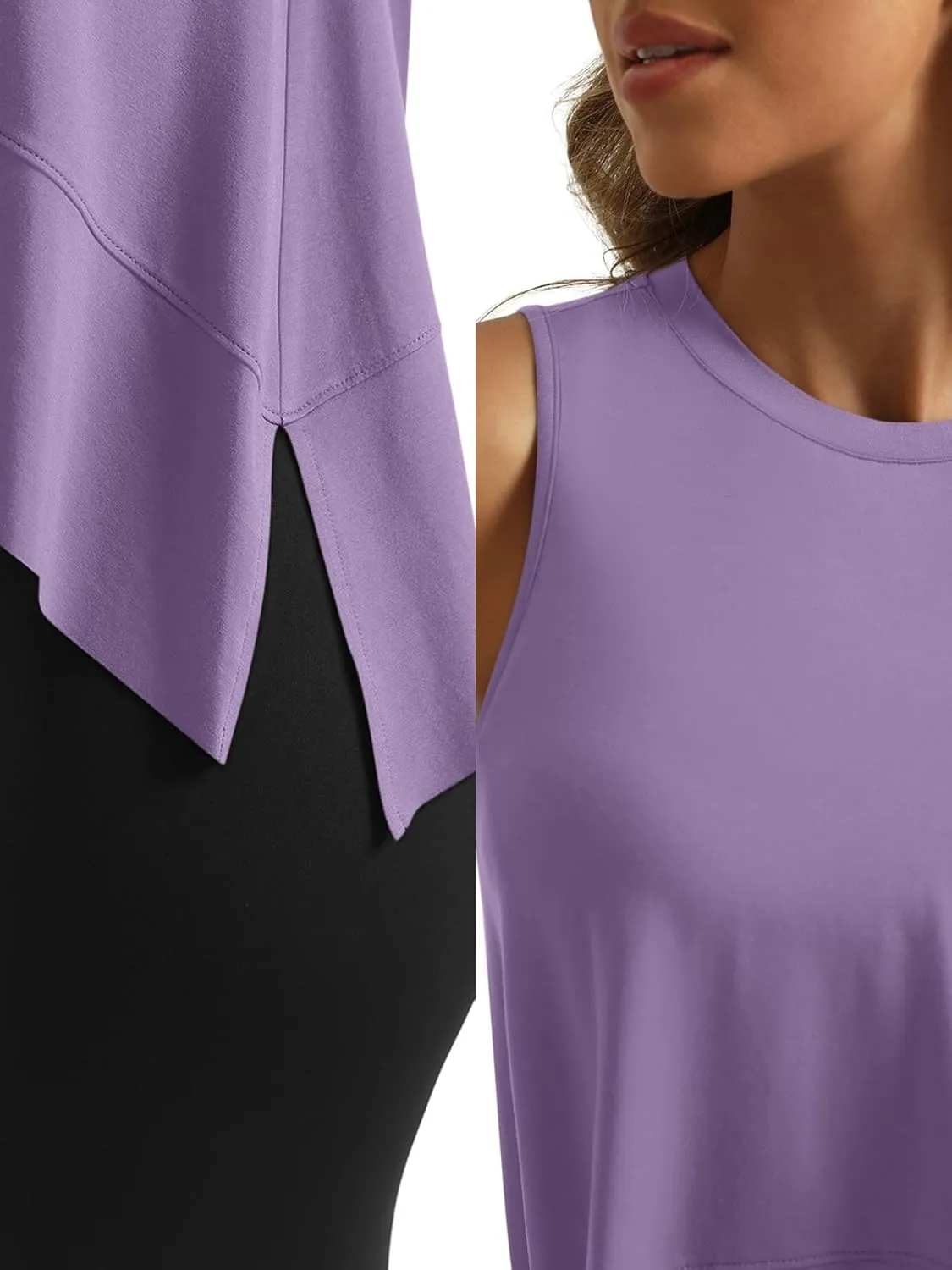 SUNBS 3 Pack Womens Tank Tops Crop Workout Top Sleeveless Athletic Crewneck T Shirts Loose Fit Summer Yoga Gym Outfits