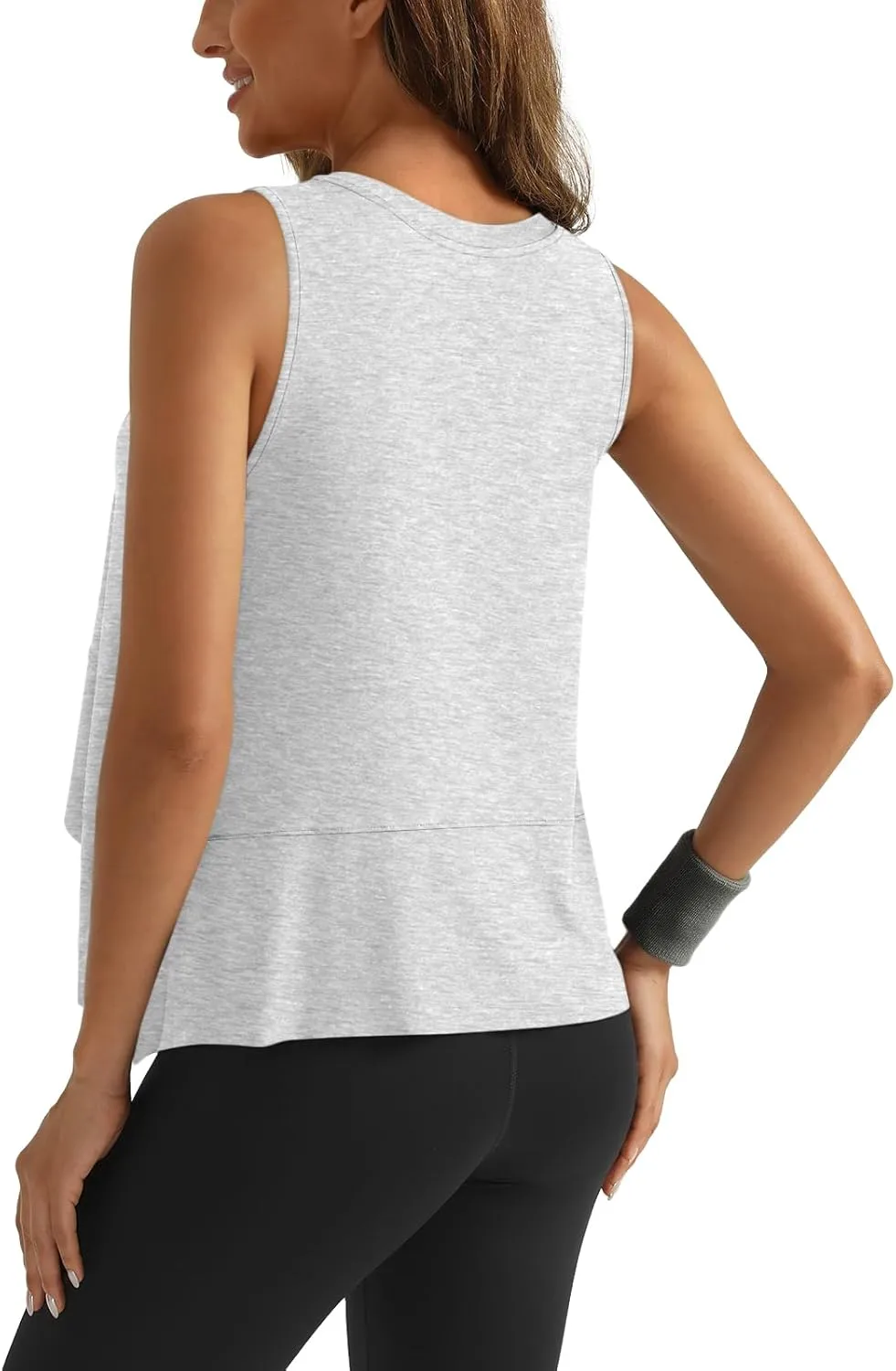 SUNBS 3 Pack Womens Tank Tops Crop Workout Top Sleeveless Athletic Crewneck T Shirts Loose Fit Summer Yoga Gym Outfits