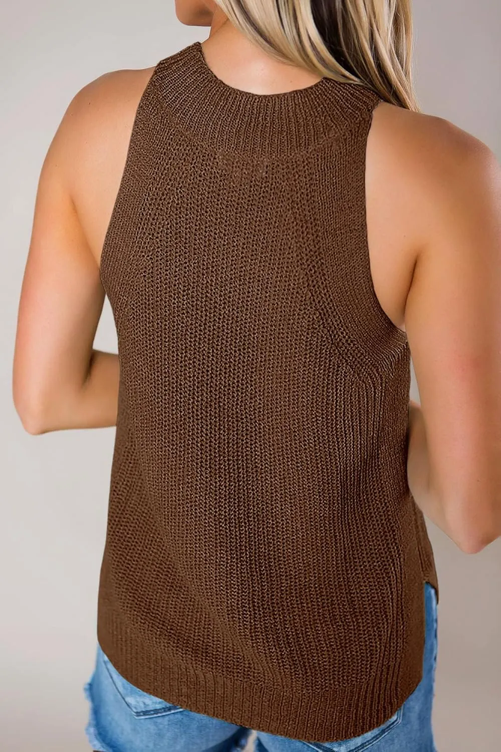 SySea Womens Summer Loose Knit Shirts Sleeveless Halter Neck Sweater Tank Tops