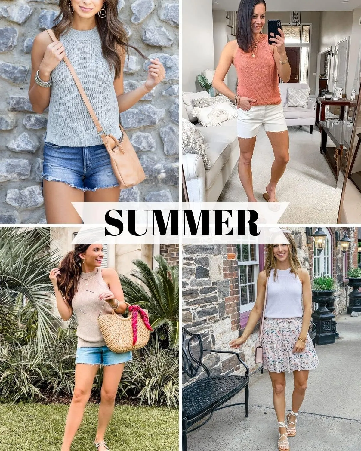 SySea Womens Summer Loose Knit Shirts Sleeveless Halter Neck Sweater Tank Tops