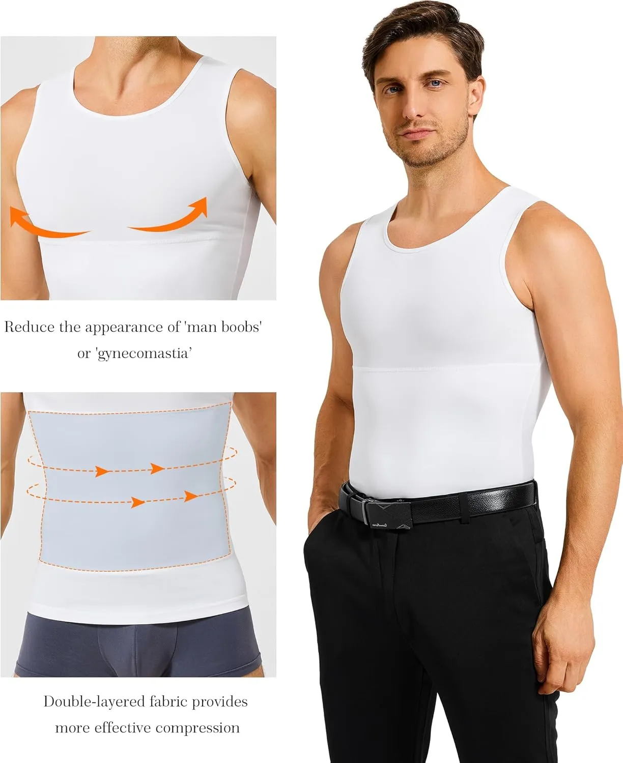 TAILONG Compression Shirt Men Shapewear Slimming Body Shaper Vest Compression Tank Top Undershirt