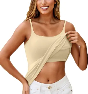 Tank Top with Built in Bra for Women Adjustable Spaghetti Strap Camisole Tops Workout Shelf Bra Tank Tops Basic Undershirts