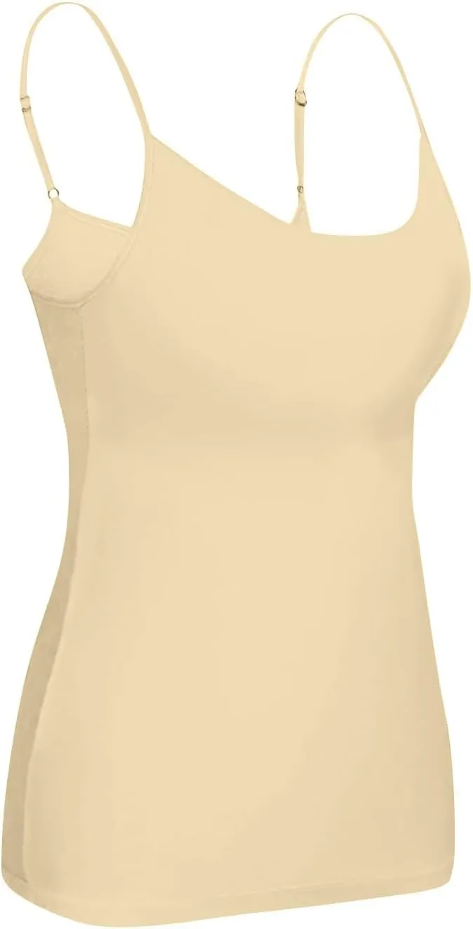 Tank Top with Built in Bra for Women Adjustable Spaghetti Strap Camisole Tops Workout Shelf Bra Tank Tops Basic Undershirts