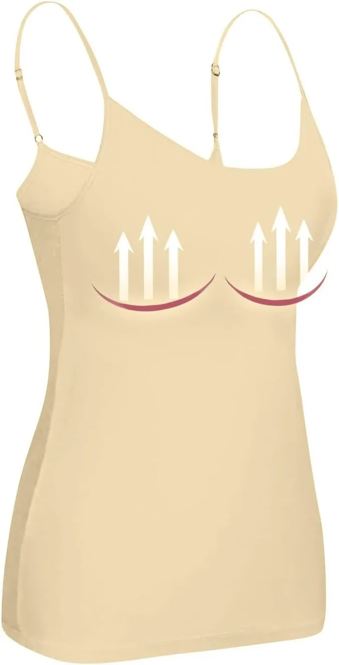 Tank Top with Built in Bra for Women Adjustable Spaghetti Strap Camisole Tops Workout Shelf Bra Tank Tops Basic Undershirts