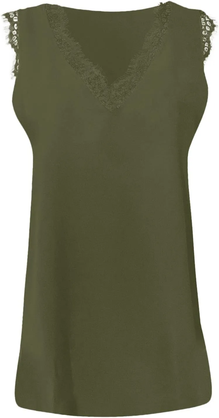 Tank Tops for Women 2025 Silk Satin Tank Tops V Neck Casual Cami Sleeveless Camisole Blouses Summer Basic Shirt