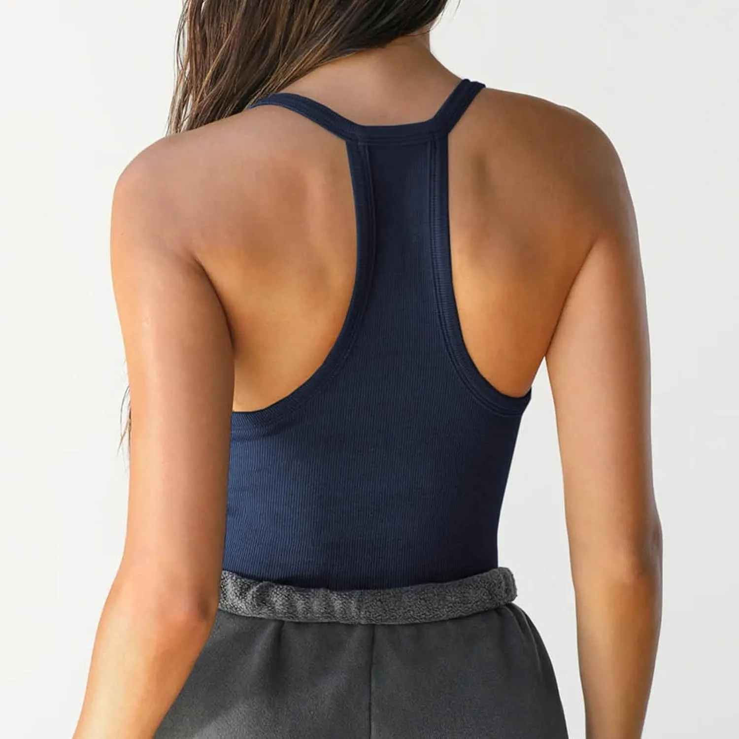 Tank Tops for Women Workout Tops for Women Racerback Basic Tank Summer 2024 Camisole V Neck Slim Fit Ribbed Sleeveless