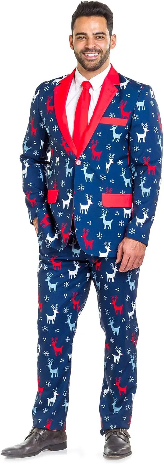Tipsy Elves Men's Christmas Holiday Suit Jackets - Ugly Christmas Sweater Inspired Blazers for Men