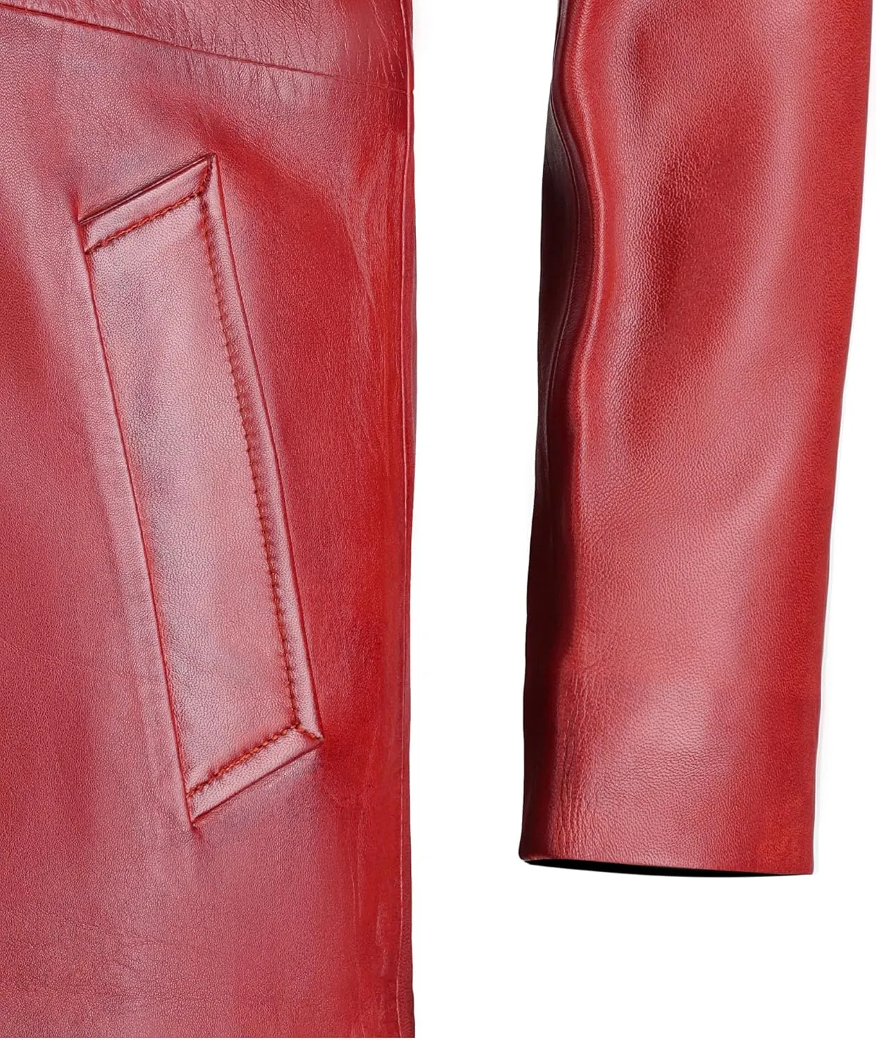 TLC Genuine Long Leather Jacket Women, Stylish and Soft Real Lambskin Leather Trench Coat with Button Design