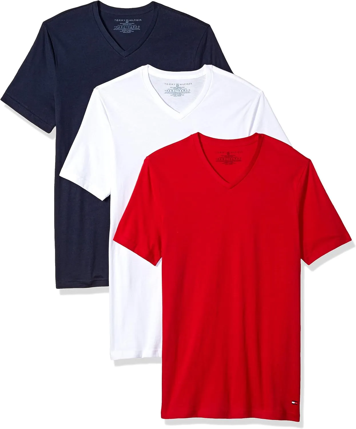 Tommy Hilfiger Men's Undershirts 3 Pack Cotton Classics V-neck T-shirt