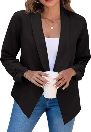 TYQQU Womens Oversized Button Down Blazer Slim Work Office Fit Lightweight Cardigan