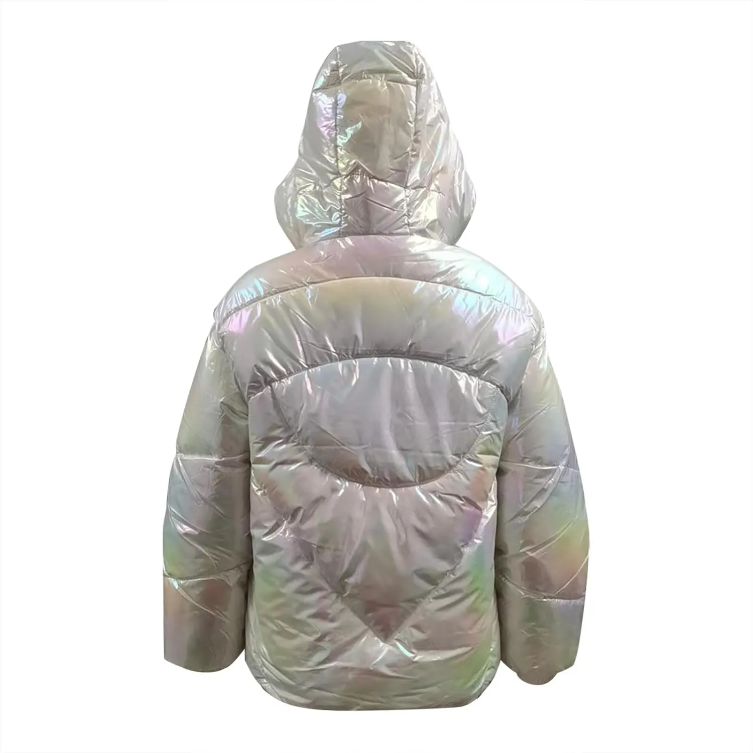 Uillui Puffer Down Jacket for Women Baggy Lightweight Bread Coat Fashion Glossy Cotton-Padded Jacket Hooded Short Down Coats