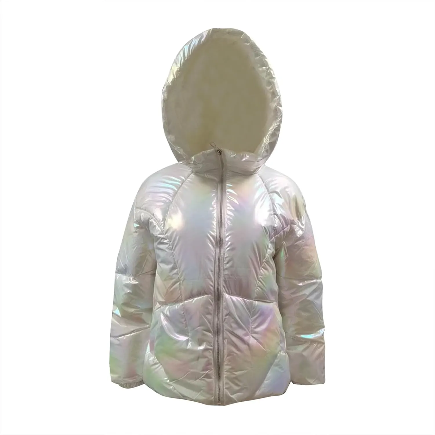 Uillui Puffer Down Jacket for Women Baggy Lightweight Bread Coat Fashion Glossy Cotton-Padded Jacket Hooded Short Down Coats