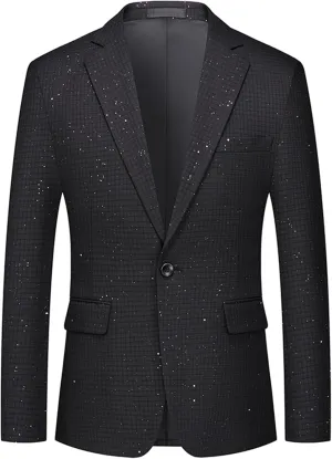 UNINUKOO Men's Blazer Plaid Casual Slim Fit Sport Coats One Button Lightweight Checkered Suit Jacket