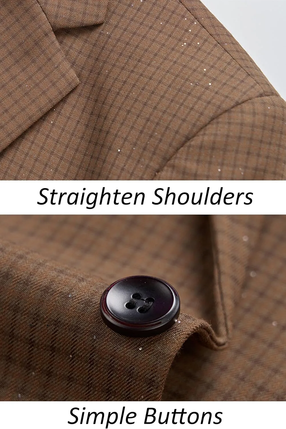UNINUKOO Men's Blazer Plaid Casual Slim Fit Sport Coats One Button Lightweight Checkered Suit Jacket