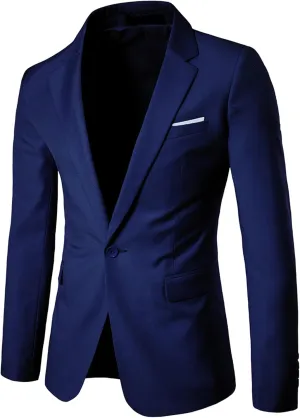 UNINUKOO Mens Sport Coat Slim Fit Suit Blazer Jacket One Button Lightweight for Casual Business