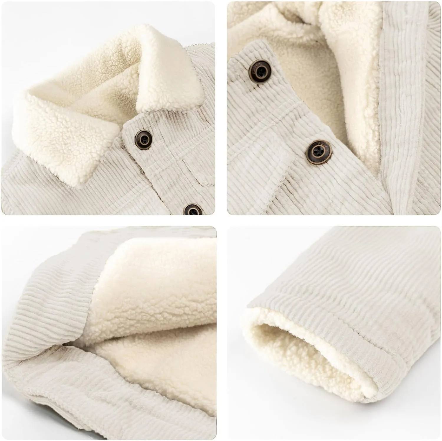 Volunboy Baby Boy Corduroy Jacket Toddler Fleece Winter Coat Kid Sherpa Lined Button Down Warm Outwear
