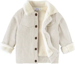 Volunboy Baby Boy Corduroy Jacket Toddler Fleece Winter Coat Kid Sherpa Lined Button Down Warm Outwear