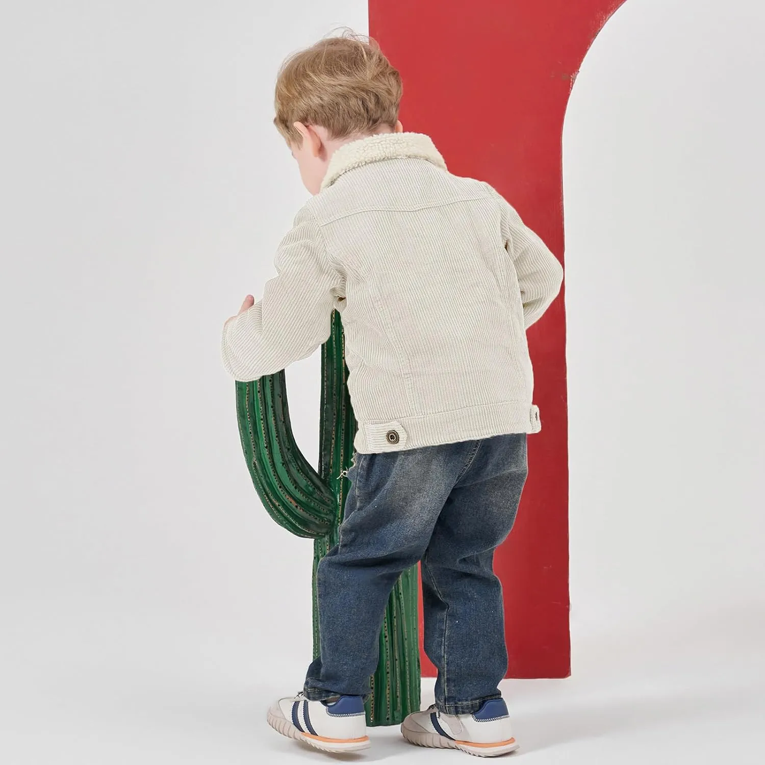 Volunboy Baby Boy Corduroy Jacket Toddler Fleece Winter Coat Kid Sherpa Lined Button Down Warm Outwear