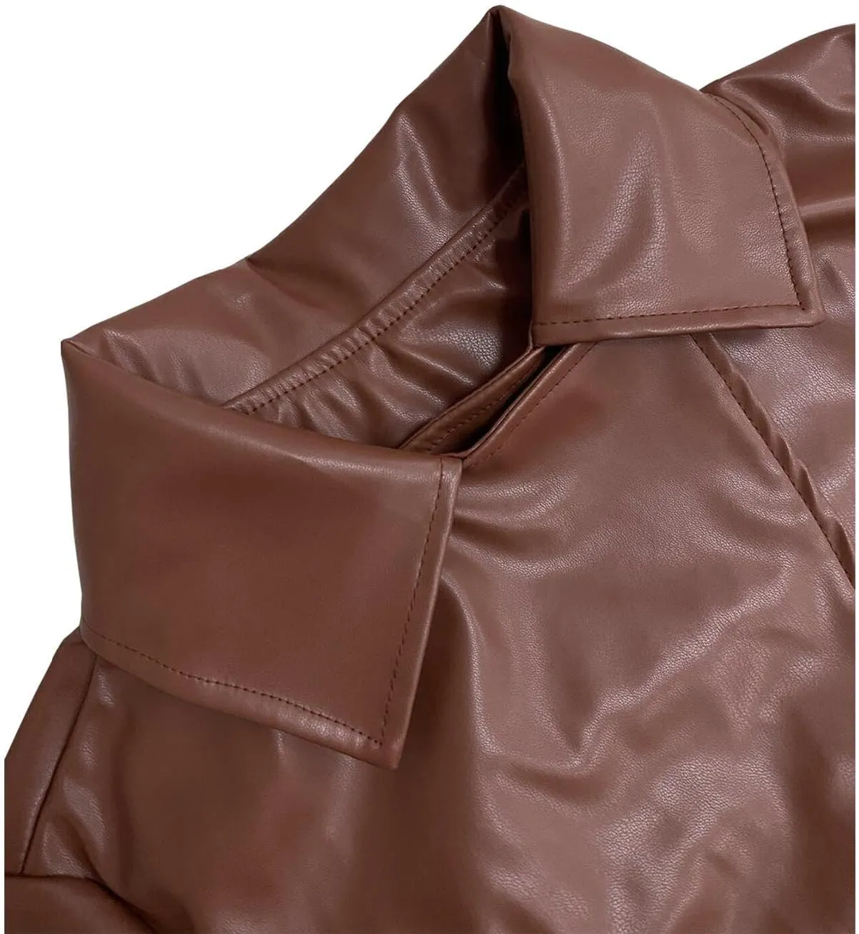 watersouprty Women's Long PU leather Slim Cardigan Vintage Outerwear Maxi Long Sleeve Blazers Coat