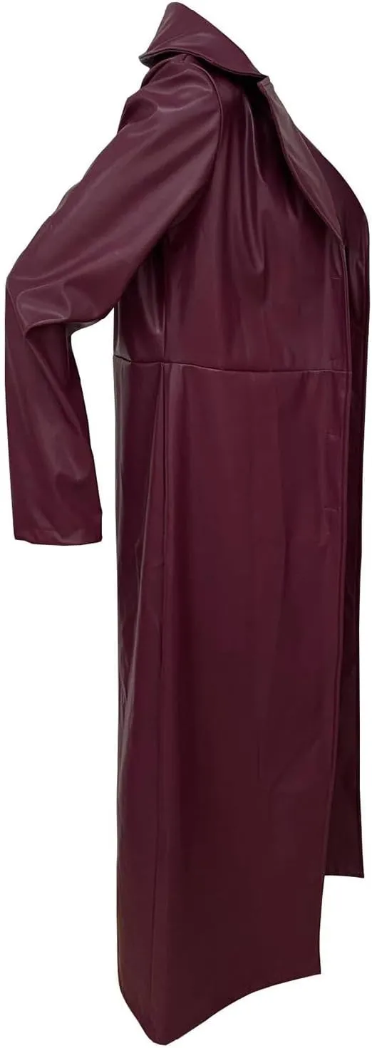 watersouprty Women's Long PU leather Slim Cardigan Vintage Outerwear Maxi Long Sleeve Blazers Coat