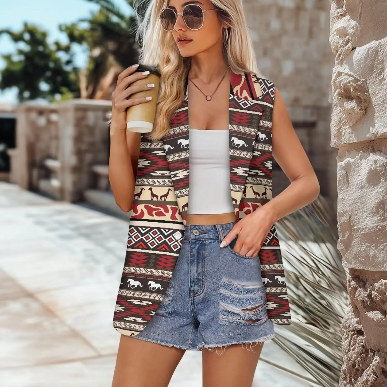 Western Vest For Women,Casual Women Suit Vest,Slim Sleeveless Blazers,S-5XL