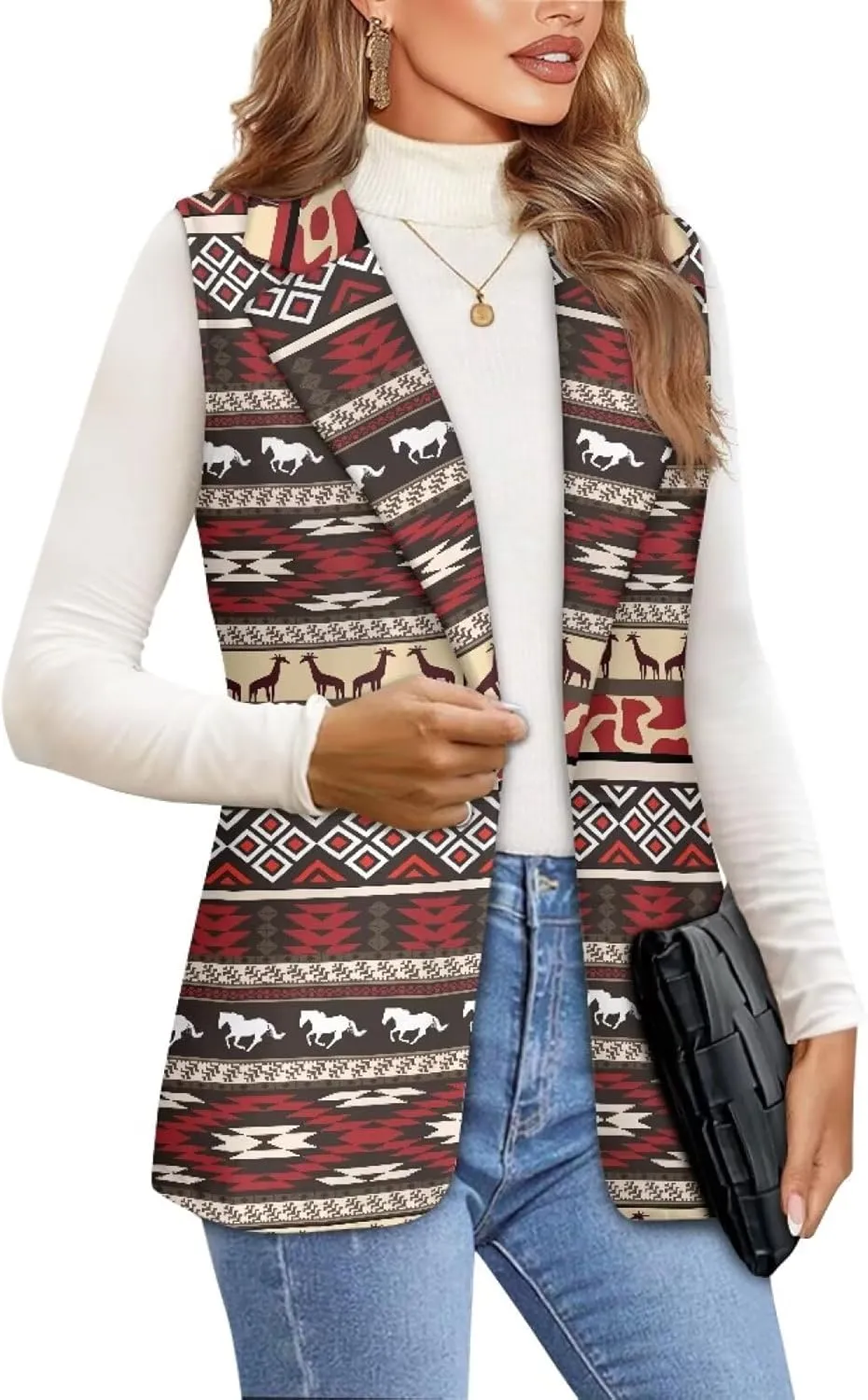 Western Vest For Women,Casual Women Suit Vest,Slim Sleeveless Blazers,S-5XL