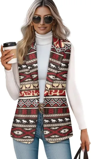 Western Vest For Women,Casual Women Suit Vest,Slim Sleeveless Blazers,S-5XL