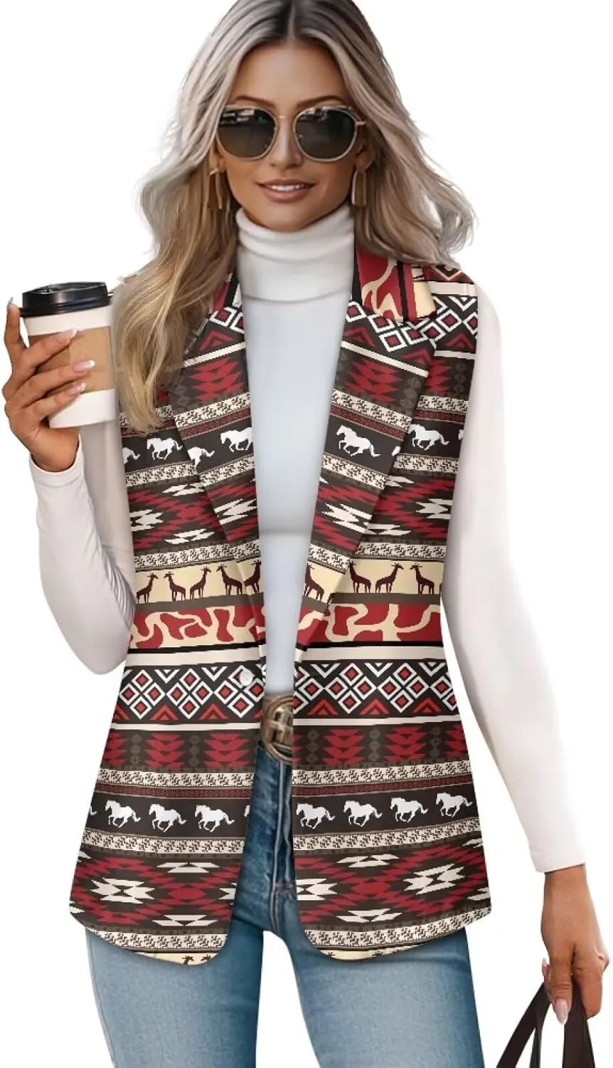 Western Vest For Women,Casual Women Suit Vest,Slim Sleeveless Blazers,S-5XL