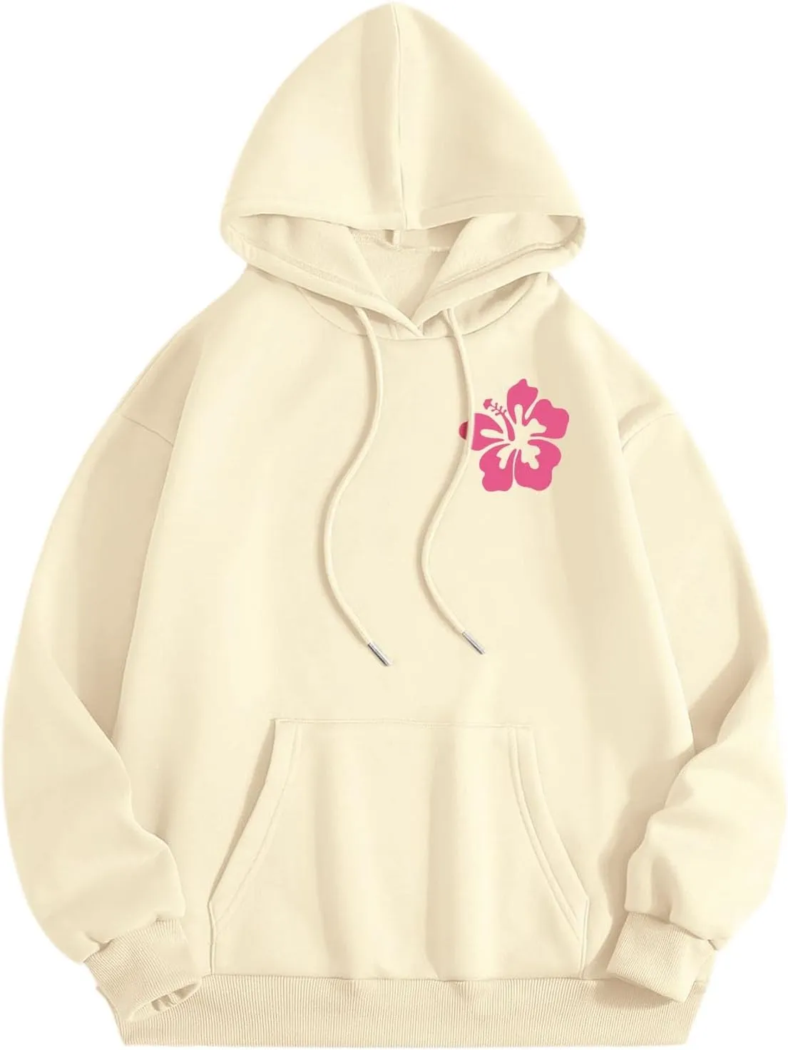 Women Hoodie Pullover Women Pink pom Puff Hoodie Y2K Preppy Oversized Sweatshirt for Teen GirlLong Sleeve Drawstring Pullover HoodieClearance BZ01-Beige Small
