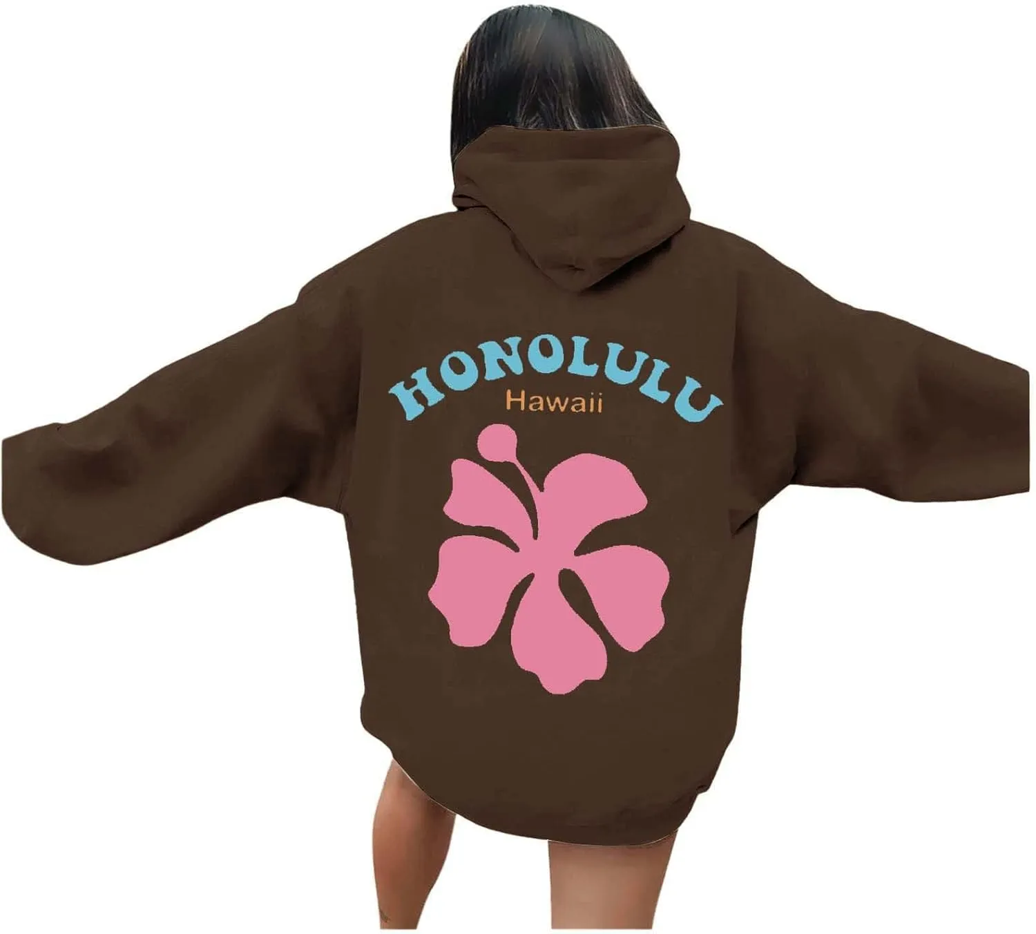 Women Pink Hoodie Cute Letter Floral Graphic Hoodies Y2k Preppy Girls Sweatshirt Oversized Casual Fashion Pullover