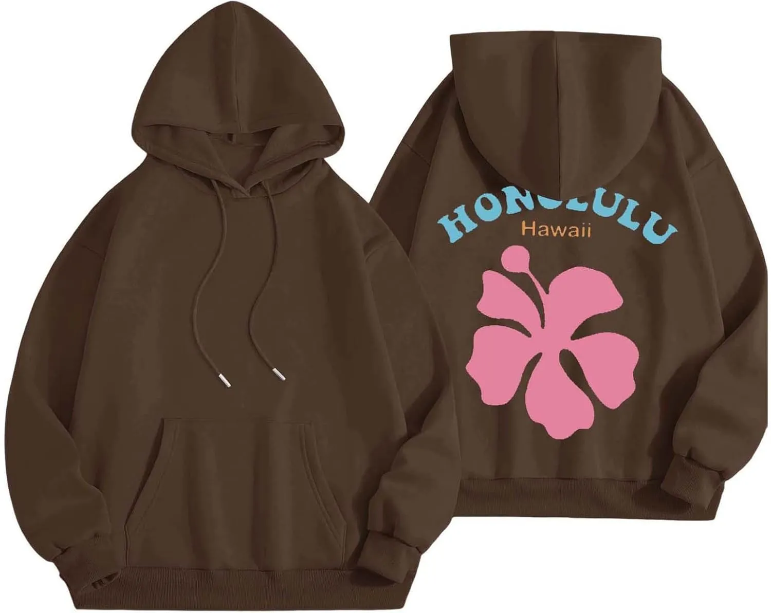 Women Pink Hoodie Cute Letter Floral Graphic Hoodies Y2k Preppy Girls Sweatshirt Oversized Casual Fashion Pullover