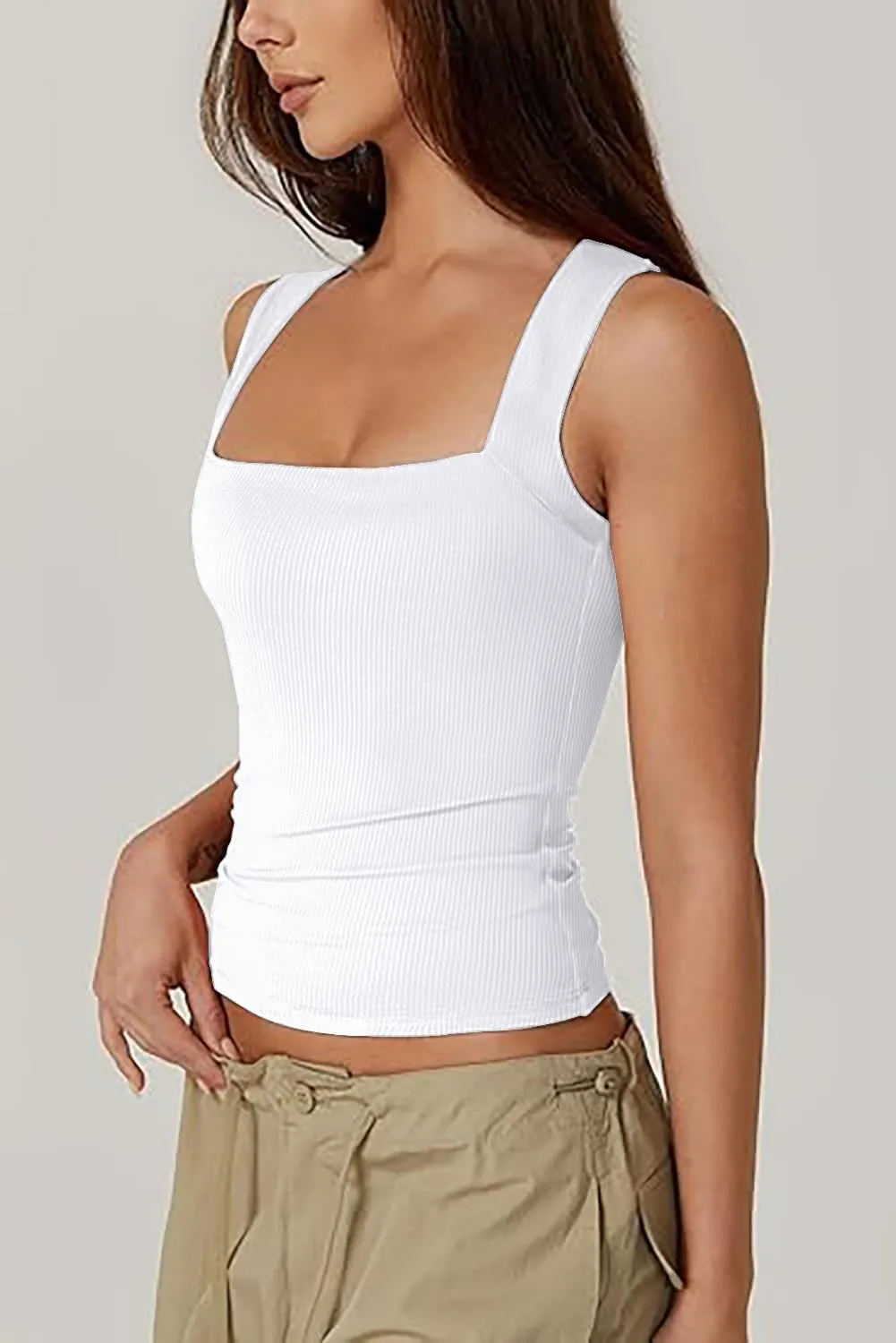 Women Tummy Control Compression Camisole Square Neck Body Shaper Tanks Sleeveless Top Casual Tank Tops Summer Tops