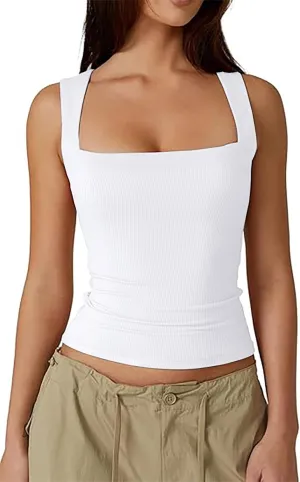 Women Tummy Control Compression Camisole Square Neck Body Shaper Tanks Sleeveless Top Casual Tank Tops Summer Tops