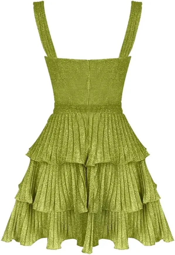 Women Y2k Sequin Mini Dress Sexy Cut Out Starfish Ruffle Tiered Dress Summer Sparkly Beach Party Sundress