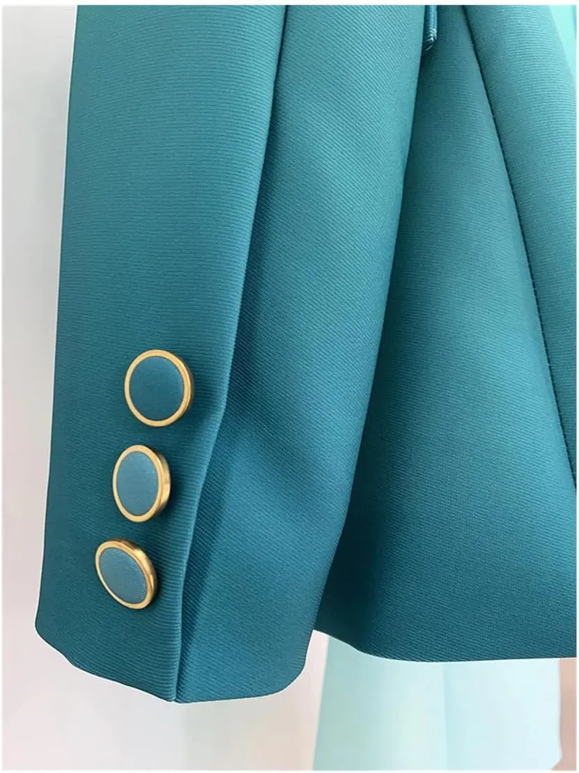 Women's 2024 Designer 2 Piece Outfits Suit Set Gradient Color Printed Single Button Blazer Flare Pants Suit