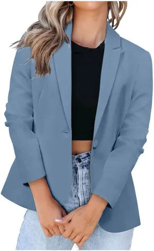 Women's 2024 Fall Business Casual Blazers Open Front Trendy Work Office Blazer Jacket Long Sleeve Solid Color Outwear